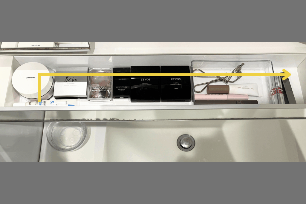 メイク道具は使う順番に並べて時短に