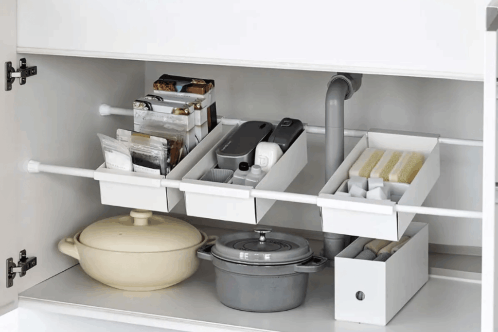 「山崎実業　つっぱり棒用バスケット タワー」