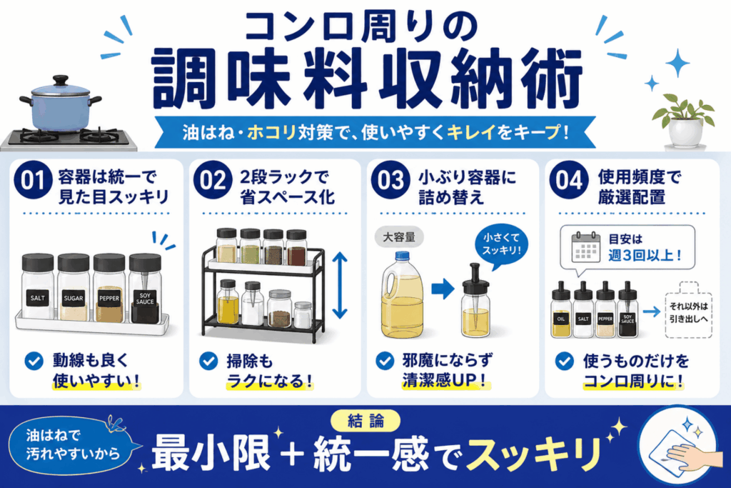 コンロ周りの調味料収納術