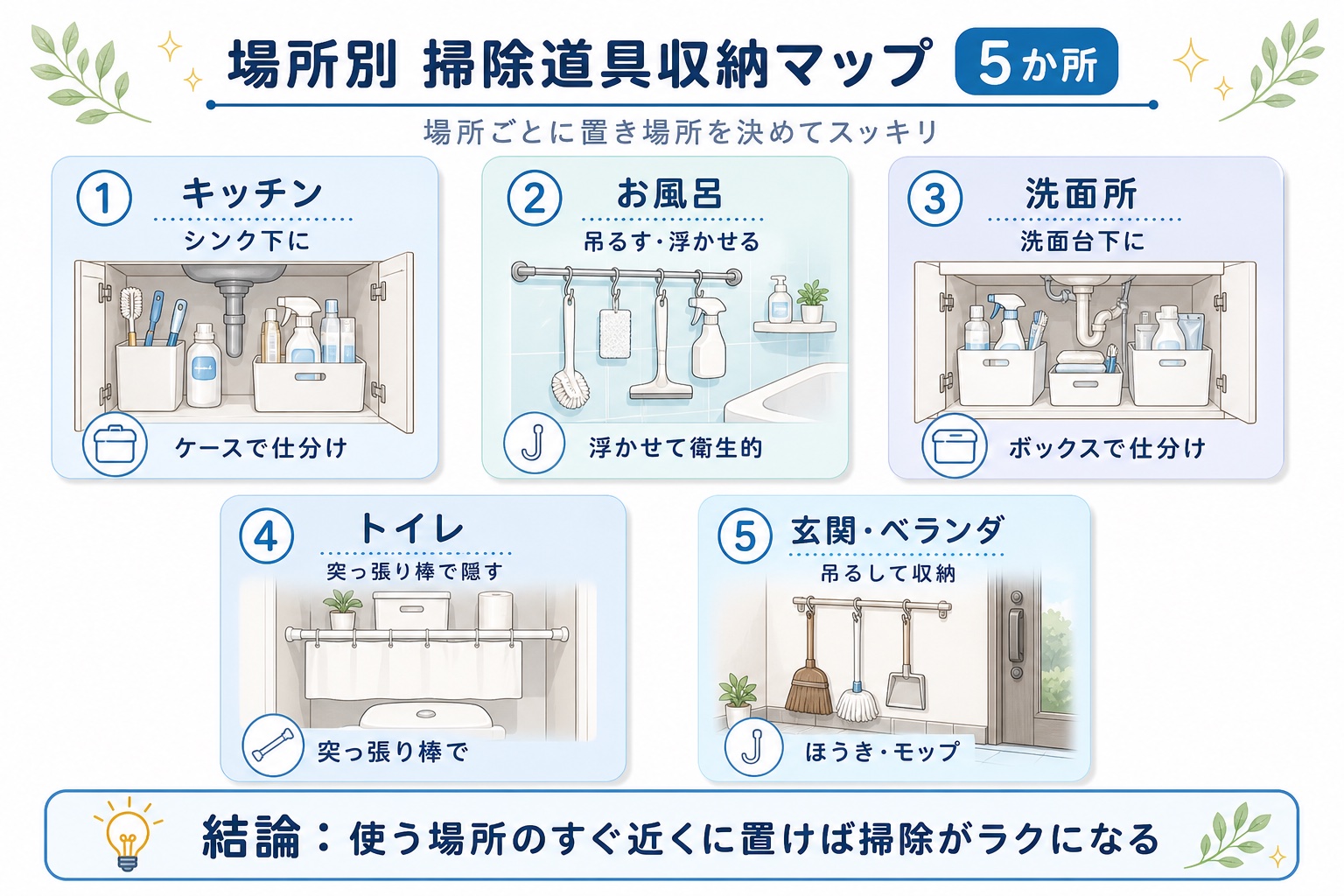 家全体の場所別 掃除道具収納マップ